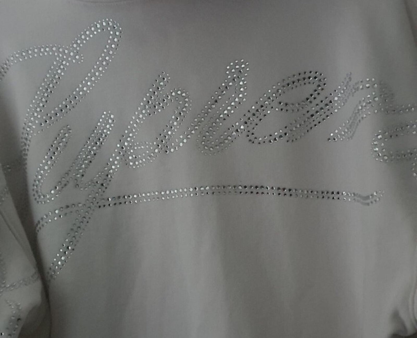 FW19 Supreme Rhinestone Script hooded sweatshirt size M medium hoodie white