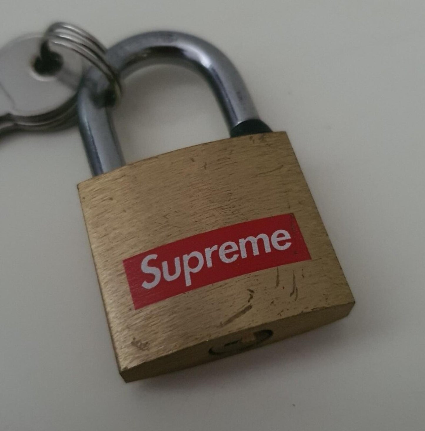 FW15 Supreme Brass Mini Padlock gold lock + 3 keys small box logo Rare Accessory
