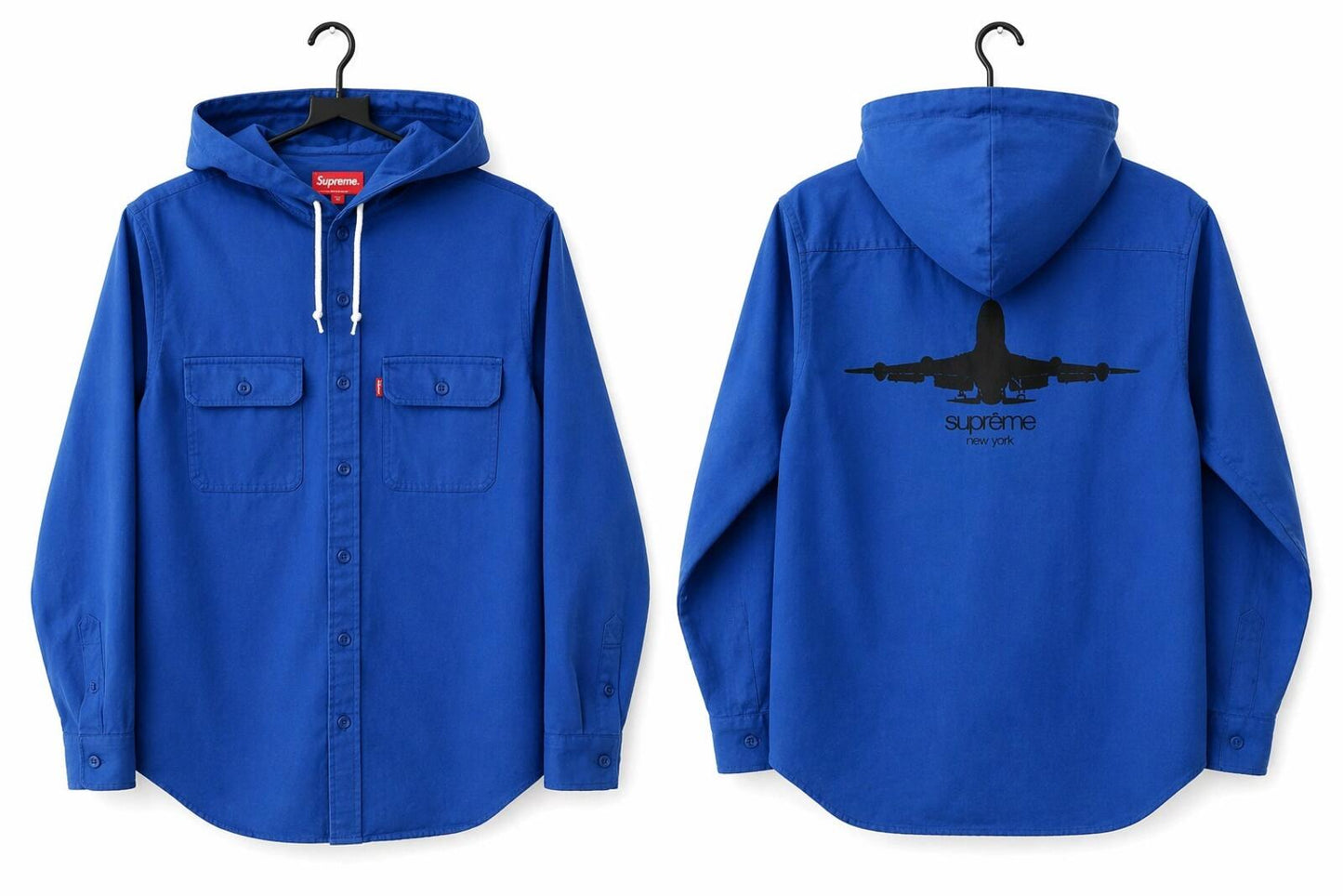 FW13 Supreme Hooded Twill Shirt Blue Size M