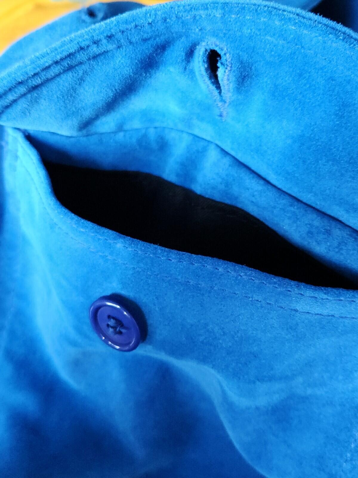 SS14 Supreme Schott NYC Suede Bomber Jacket M Medium Blue Leather 2014 Vintage