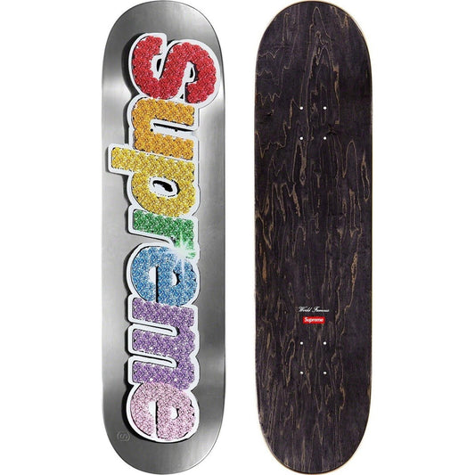 SS22 Supreme Bling Box Logo Skateboard Deck Platinum 8.25" x 32"