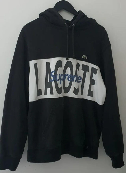 Sudadera con capucha FW19 Supreme x Lacoste Logo Panel, talla M, negra