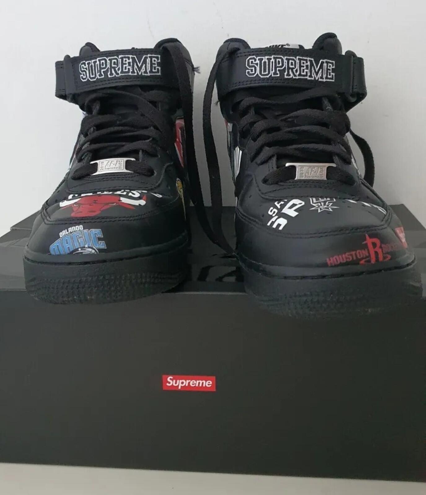 SS18 Supreme Nike Air Force 1 Mid Trainers Schwarz Größe US 8 UK 7 EUR 41 lot NBA