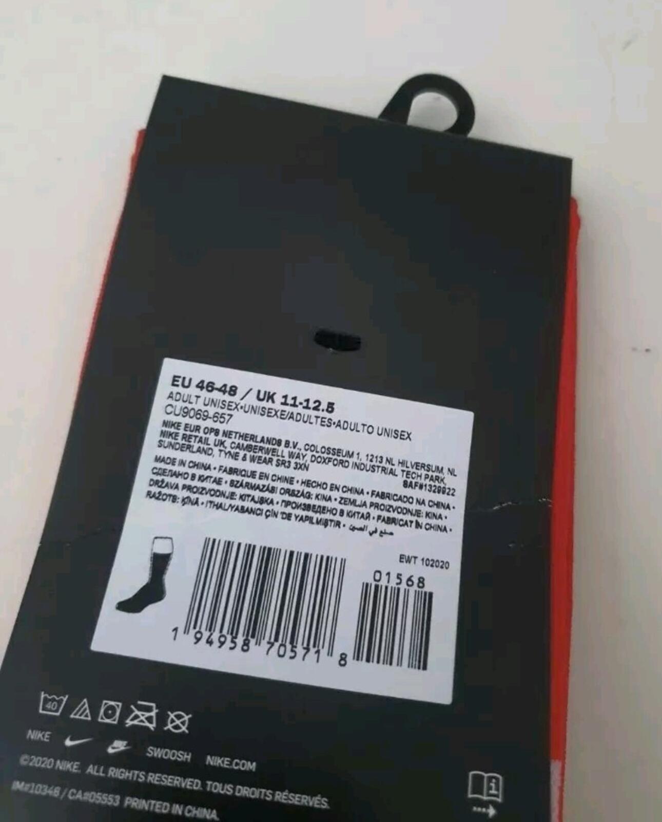 Supreme Nike Lightweight Crew Socks Size 5 Red (1 pack) UK 11-12.5 EUR 46-48