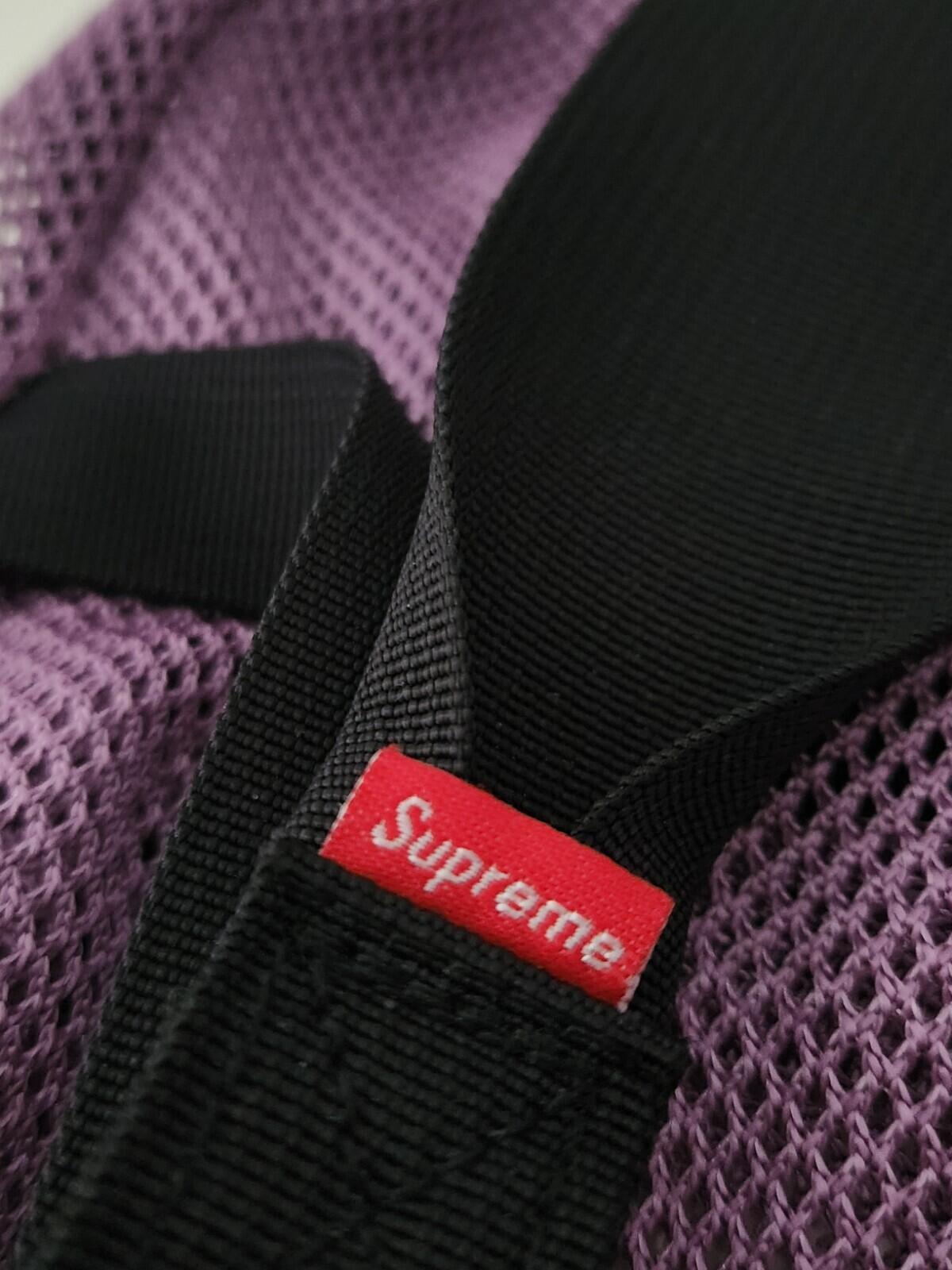 SS16 Supreme mesh backpack navy Bag Red Box Logo