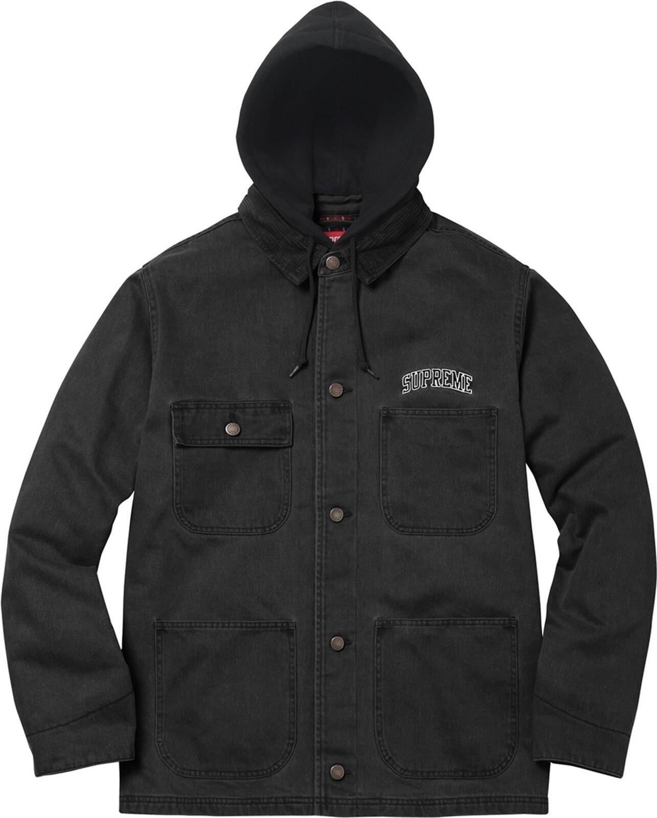 FW17 Supreme Hooded Chore Coat Black Size M