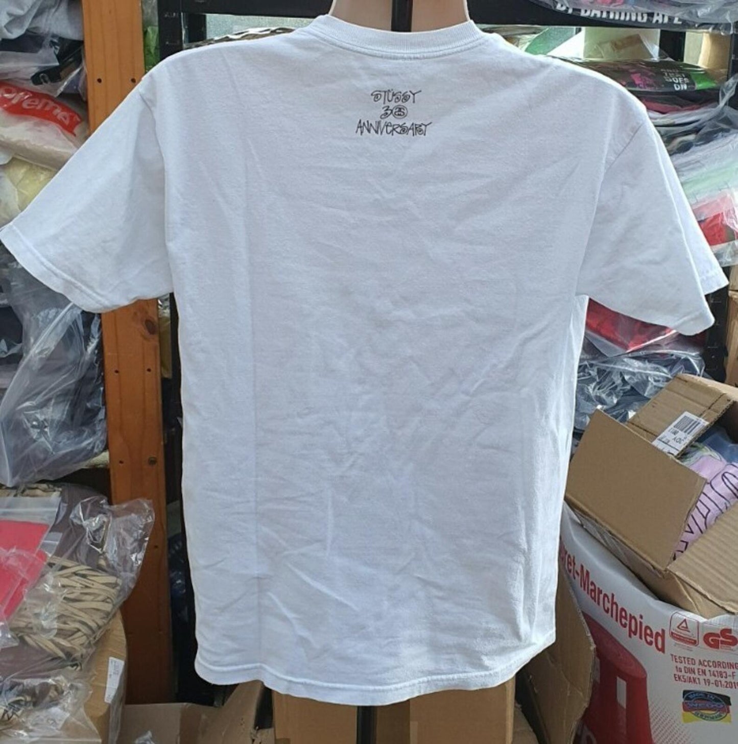 Camiseta Bape X Stussy de A Bathing Ape Blanca Talla M BAPE